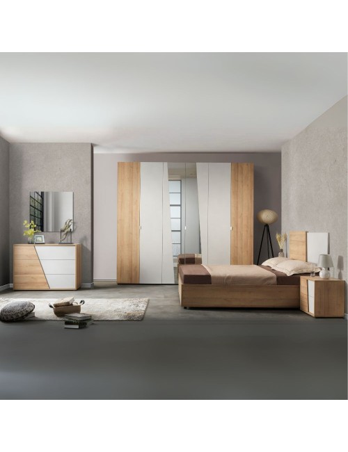 Camera da letto Fadri rovere miele e calce grigio: un connubio di stile e funzionalità