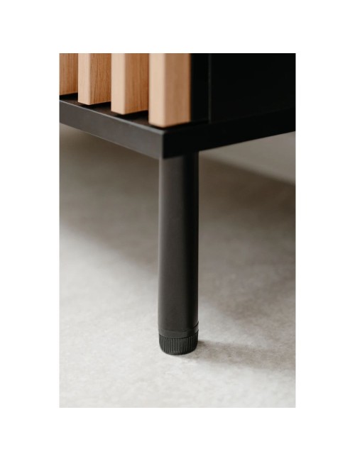 Madia moderna 2 ante e 4 cassetti nero con listelli rovere Monza01B 118x40x90H
