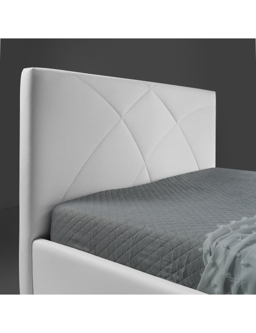 Letto matrimoniale contenitore ecopelle bianco Fiore 185x210x108H