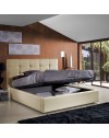 Letto matrimoniale contenitore ecopelle crema Prima 174x208x107H