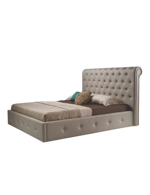 Letto matrimoniale contenitore ecopelle tortora Peninsula 180x233x120H