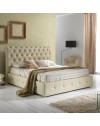 Letto matrimoniale contenitore ecopelle crema Peninsula 180x233x120H
