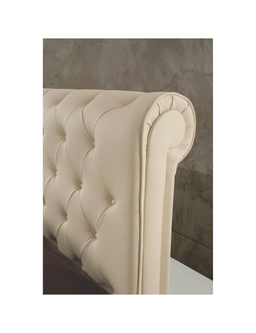 Letto matrimoniale contenitore ecopelle crema Peninsula 180x233x120H
