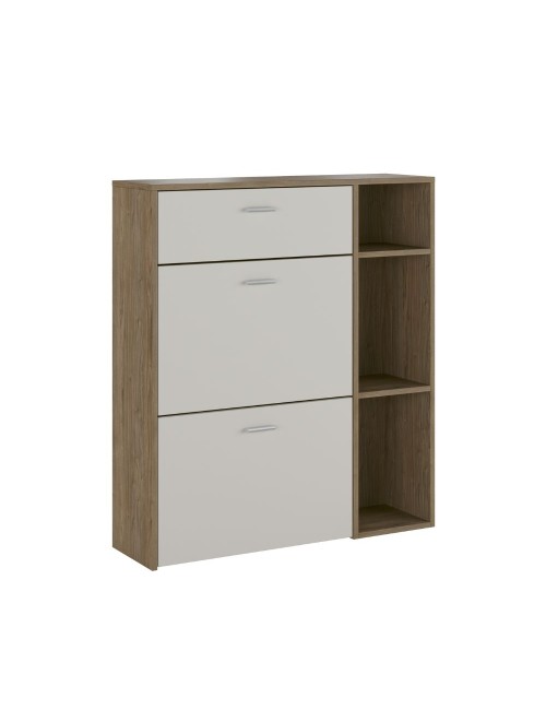 Scarpiera Takimi columella e cashmere 2 ante a ribalta e cassetto 90x26x101,5H