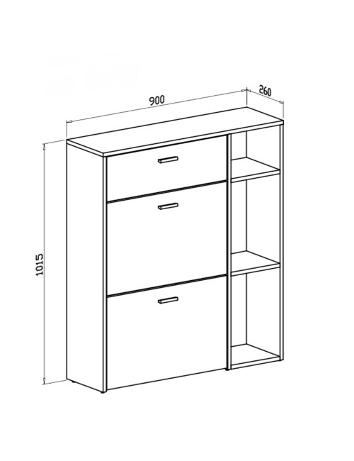 Scarpiera Takimi columella e cashmere 2 ante a ribalta e cassetto 90x26x101,5H