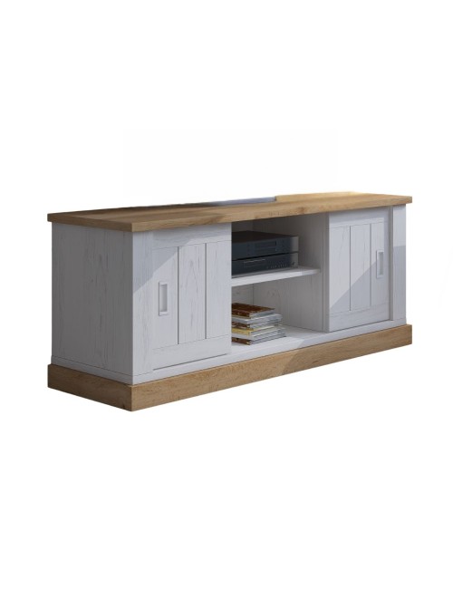 Mobile porta TV colore pino bianco e rovere vano a giorno e 2 ante scorrevoli AnthonyIII 145x46x60H
