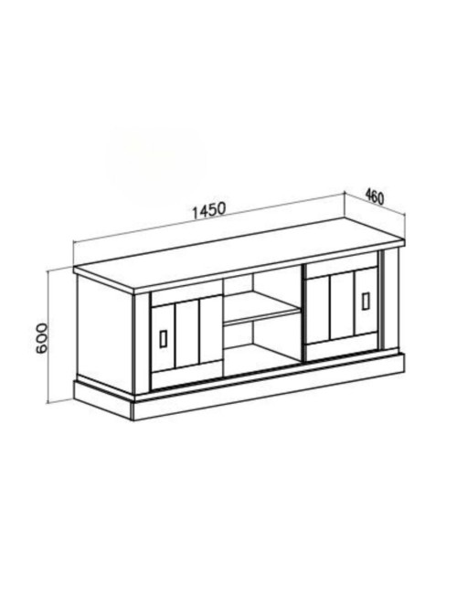 Mobile porta TV colore pino bianco e rovere vano a giorno e 2 ante scorrevoli AnthonyIII 145x46x60H