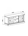 Mobile porta TV colore pino bianco e rovere vano a giorno e 2 ante scorrevoli AnthonyIII 145x46x60H