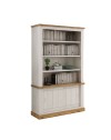 Credenza Libreria colore pino bianco e rovere 3 ripiani e 2 ante scorrevoli AnthonyIII 121.5x39,6x196H