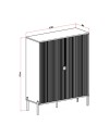 Mobile alto Lotus 2 ante con frontali cannettati colore cashmere opaco 103,6x39,6x129,4H