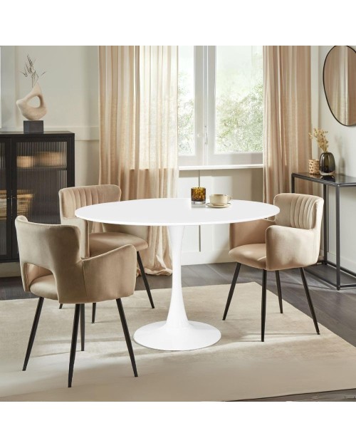 Tavolo rotondo bianco opaco Derek 120x120x73H