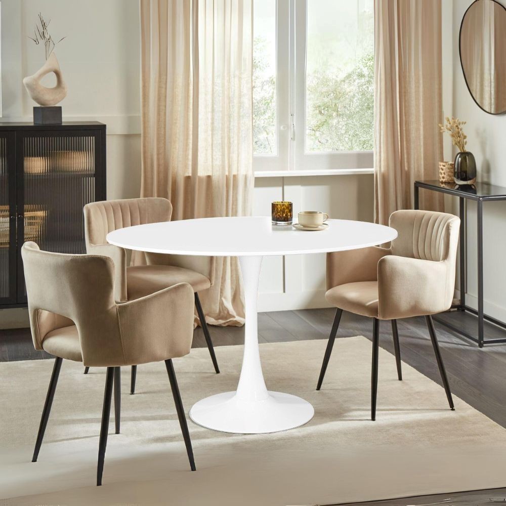 Tavolo rotondo bianco opaco Derek 120x120x73H