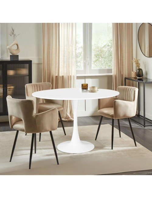 Tavolo rotondo bianco opaco Derek 120x120x73H