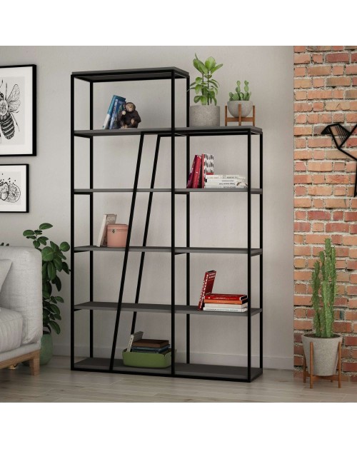 Libreria Pal antracite con 5 ripiani 110x29x178H– Design moderno e funzionale