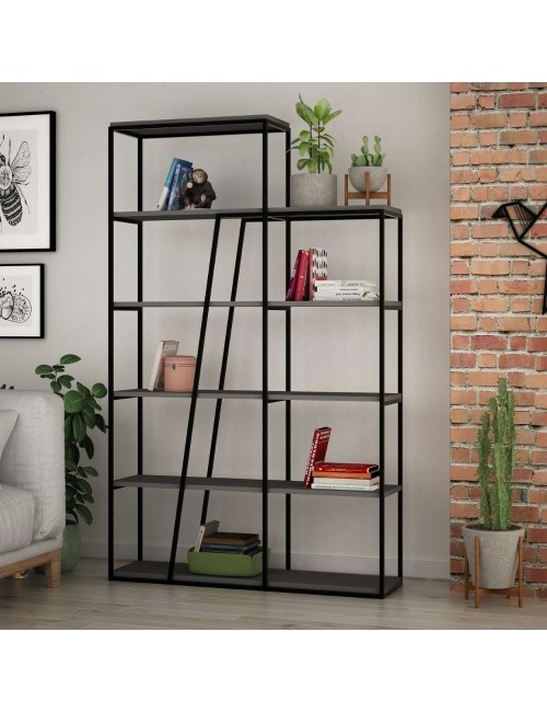Libreria Pal antracite con 5 ripiani 110x29x178H– Design moderno e funzionale