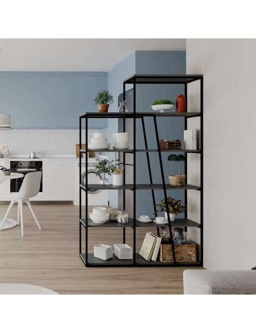 Libreria Pal antracite con 5 ripiani 110x29x178H– Design moderno e funzionale