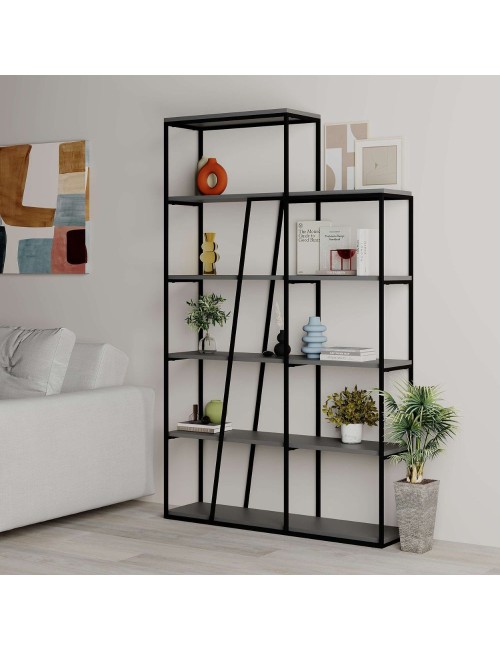 Libreria Pal antracite con 5 ripiani 110x29x178H– Design moderno e funzionale