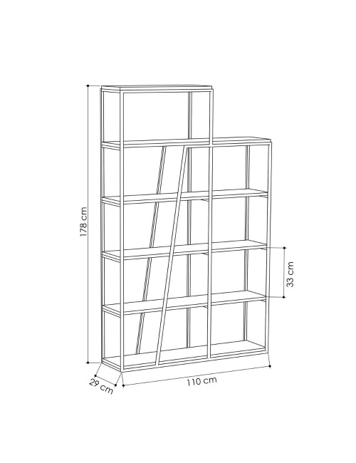 Libreria Pal antracite con 5 ripiani 110x29x178H– Design moderno e funzionale