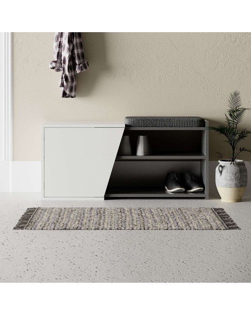 Scarpiera panca Fiona 104.6x37.5x47.2 colore bianco antracite