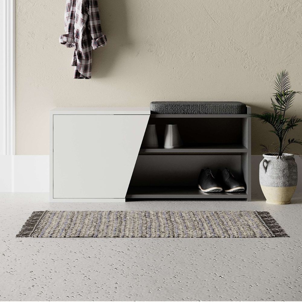 Scarpiera panca Fiona 104.6x37.5x47.2 colore bianco antracite