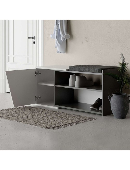 Scarpiera panca Fiona 104.6x37.5x47.2 colore bianco antracite