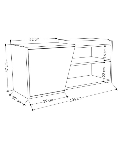 Scarpiera panca Fiona 104.6x37.5x47.2 colore bianco antracite