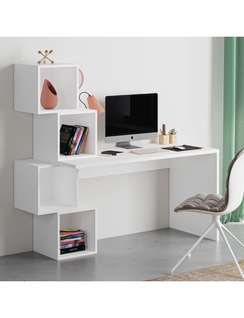 Scrivania con libreria Balance 153,5x60x140 colore bianco