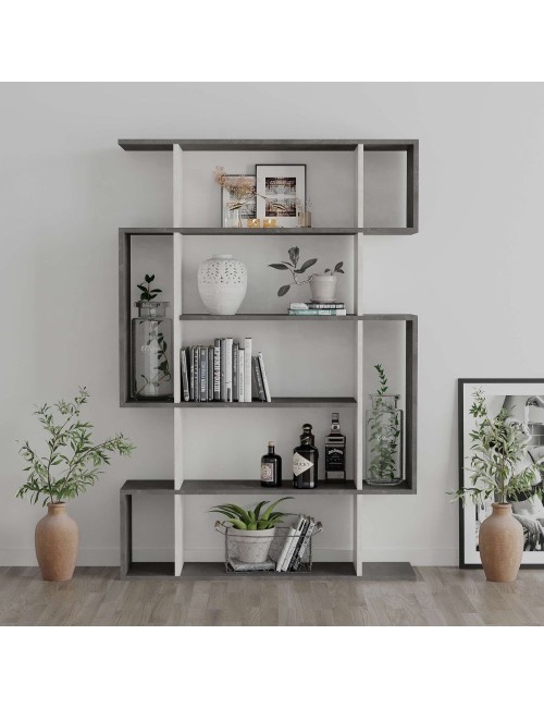 Libreria Mito bianco vintage e retro grey 108,5x25,5x161 cm – Stile Moderno e Funzionalità in un Design Unico