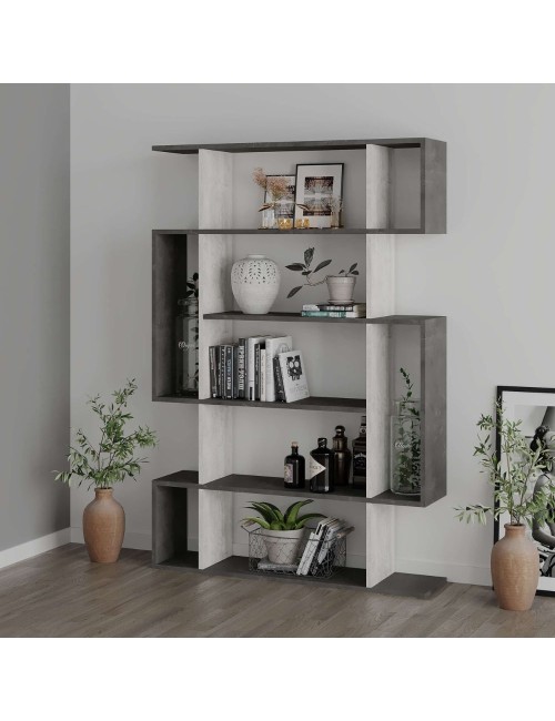 Libreria Mito bianco vintage e retro grey 108,5x25,5x161 cm – Stile Moderno e Funzionalità in un Design Unico
