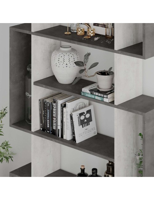 Libreria Mito bianco vintage e retro grey 108,5x25,5x161 cm – Stile Moderno e Funzionalità in un Design Unico