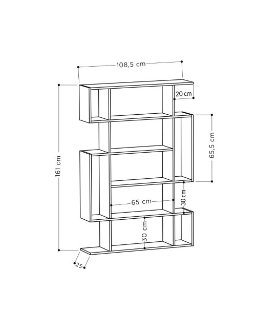Libreria Mito bianco vintage e retro grey 108,5x25,5x161 cm – Stile Moderno e Funzionalità in un Design Unico