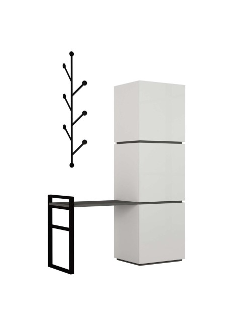 Mobile Ingresso Mello colore bianco e antracite con appendiabiti 109x39x149H