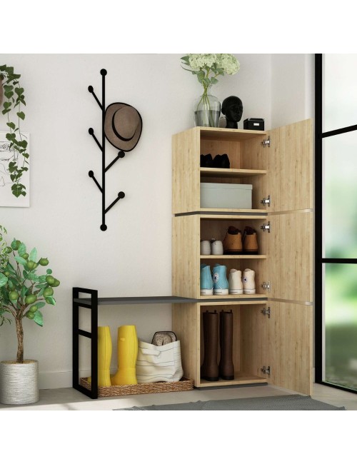 Mobile Ingresso Mello colore rovere e antracite con appendiabiti 109x39x149H