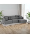 Divano con penisola reversibile e seduta traslante Koda tessuto grigio scuro 307x164x92H