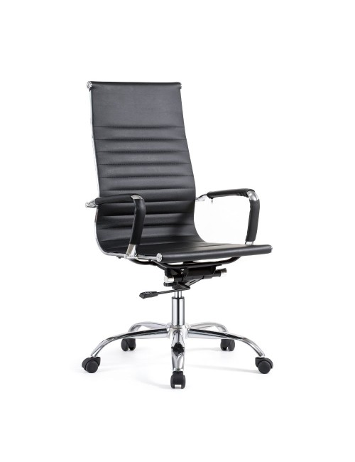 Poltrona ufficio in PVC nero con base cromata CR552H – Eleganza dirigenziale e Comfort dinamico