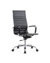Poltrona ufficio in PVC nero con base cromata CR552H – Eleganza dirigenziale e Comfort dinamico