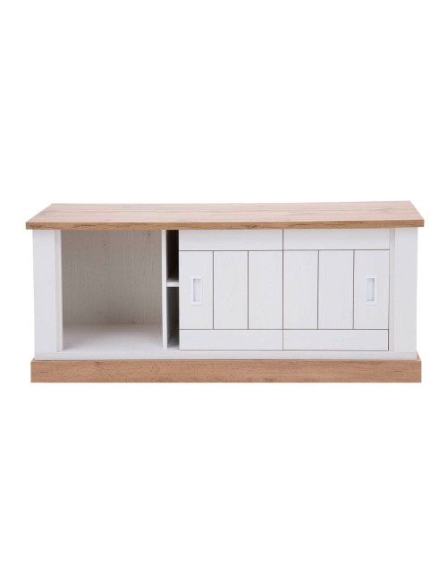 Mobile porta TV colore pino bianco e rovere vano a giorno e 2 ante scorrevoli AnthonyIII 145x46x60H