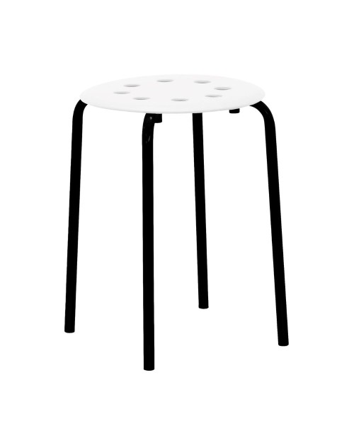 Sgabello impilabile H2008 bianco con gambe in metallo nere – Leggero, versatile e sempre pronto all’uso