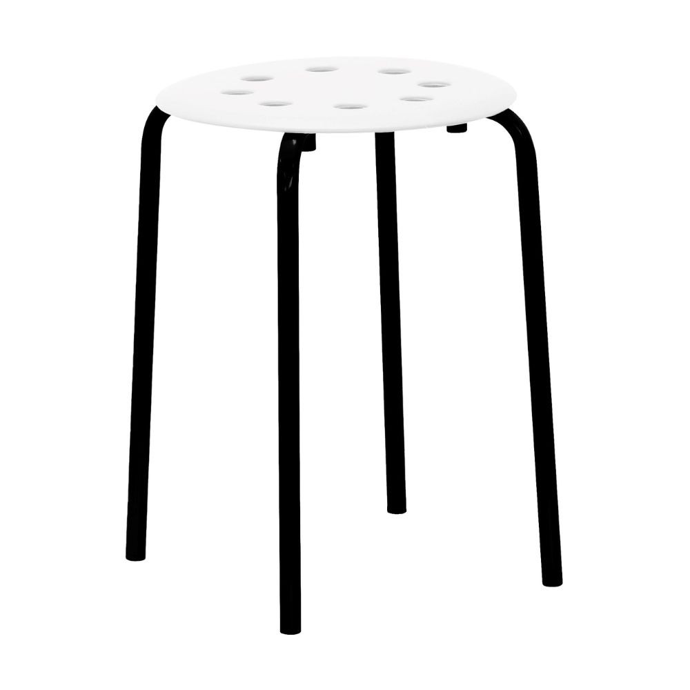 Sgabello impilabile H2008 bianco con gambe in metallo nere – Leggero, versatile e sempre pronto all’uso