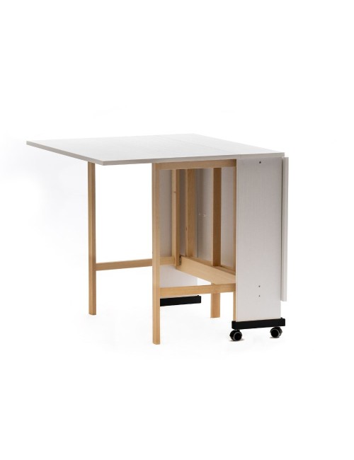 Tavolo Salvaspazio Trio Pieghevole 24x90x78 cm Bianco Frassinato