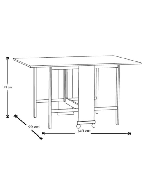 Tavolo Salvaspazio Trio Pieghevole 24x90x78 cm Bianco Frassinato
