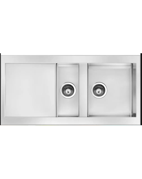Lavello 2 vasche e gocciolatoio reversibile Smeg LQR1002 100x50x21H