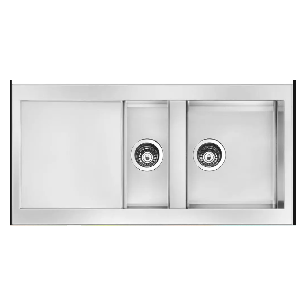 Lavello 2 vasche e gocciolatoio reversibile Smeg LQR1002 100x50x21H