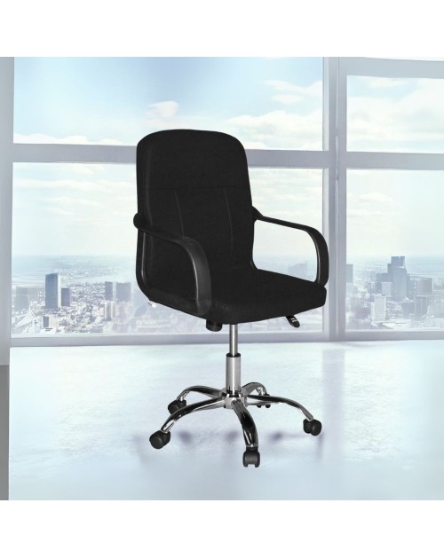 Poltrona ufficio PC116P in tessuto nero con ruote – Eleganza e comfort quotidiano