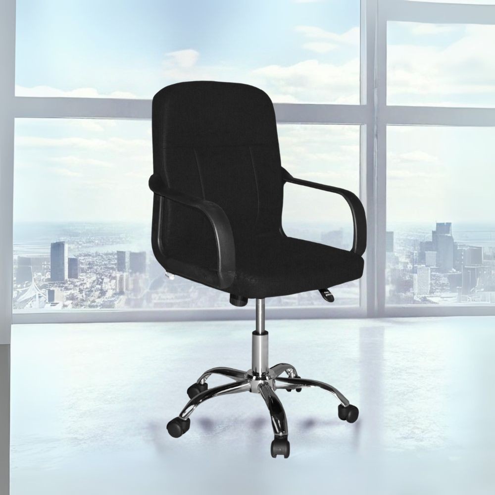 Poltrona ufficio PC116P in tessuto nero con ruote – Eleganza e comfort quotidiano