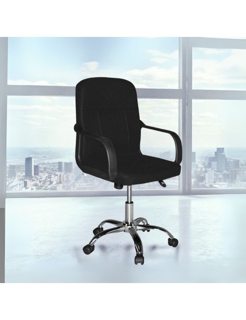 Poltrona ufficio PC116P in tessuto nero con ruote – Eleganza e comfort quotidiano