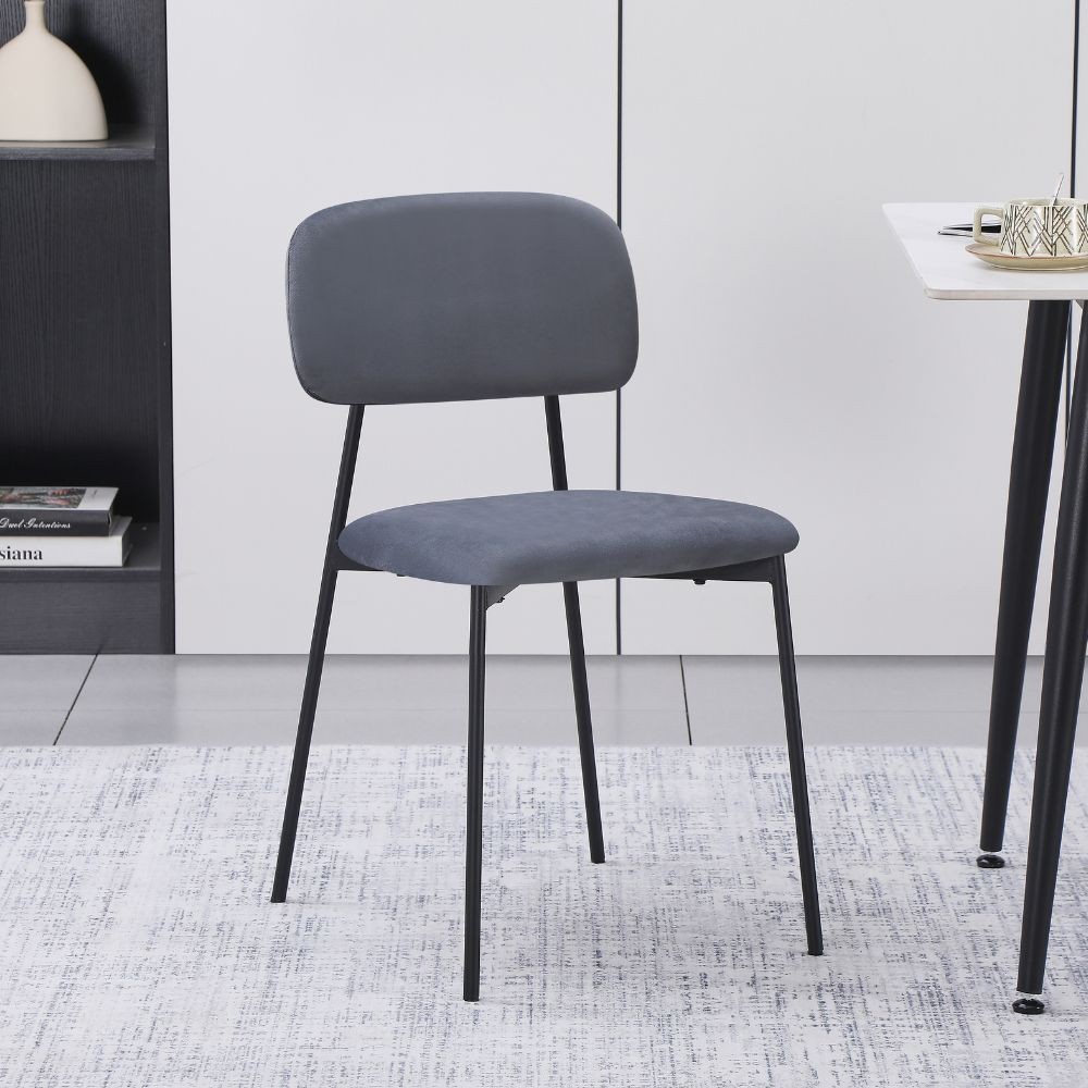 Sedia Shen in vellutino grigio e gambe in metallo nero 44x49x78H