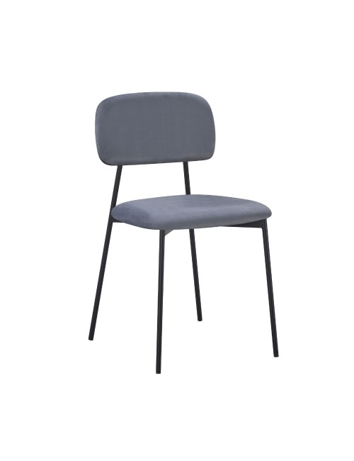 Sedia Shen in vellutino grigio e gambe in metallo nero 44x49x78H