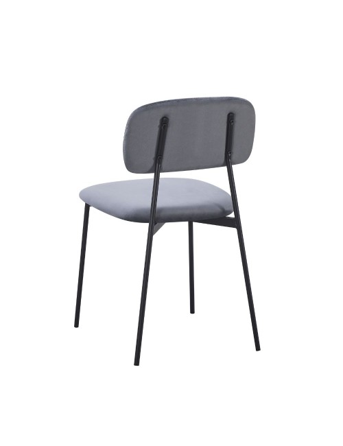 Sedia Shen in vellutino grigio e gambe in metallo nero 44x49x78H