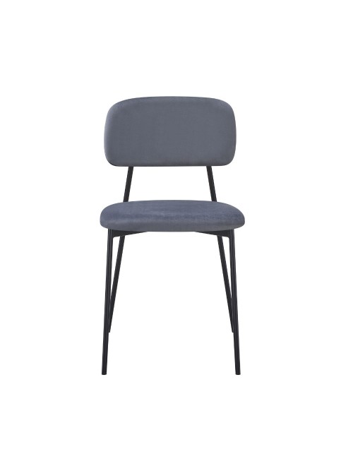 Sedia Shen in vellutino grigio e gambe in metallo nero 44x49x78H